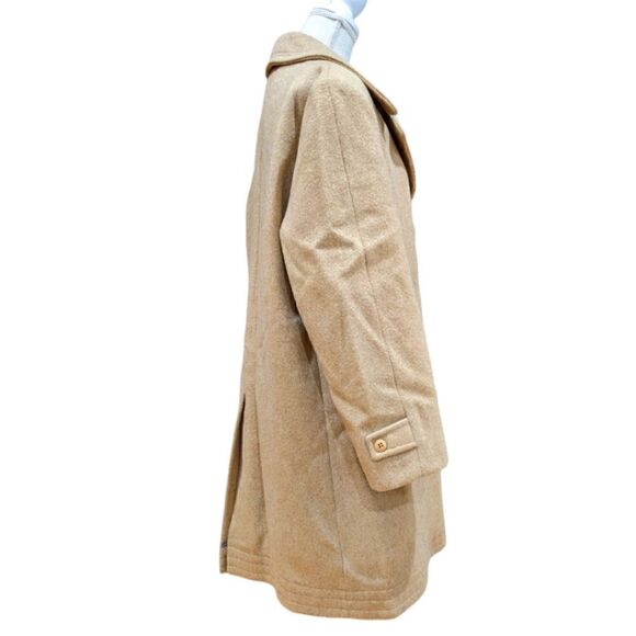 Lakeland USA Men's Tan Three Button Wool Long Coat Size 40 - Picture 3 of 11